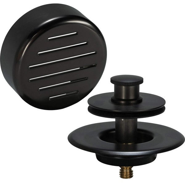 AB&A 60108 Tub Drain Trim Kit with Push eN Lift Stopper, Classic High-Capacity Overflow Plate, and Press-in Strainer Cover, Oil Rubbed Bronze