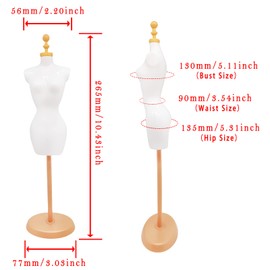 Doll Dress Form Mannequin Dress Form Torso Stand with Base Stand for Apparel Design and Costume Jewelry Display(White Gold,4pcs)