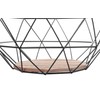 Homion Black Wire Geometric Bowl with Wood Effect Base Decorative