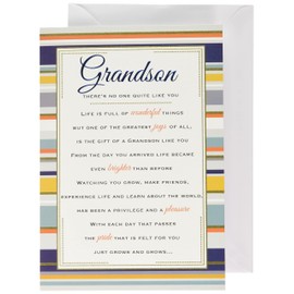 Piccadilly Greetings Heartfelt Wishes Sentimental Birthday Card Grandson - Regal Publishing,orange|grey|white|blue|beige|green,9 x 6 inches