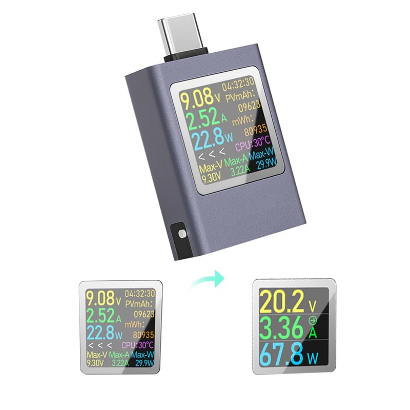 DiyStudio USB Checker, Current Voltage Checker, Dual USB Tester, 4-Way