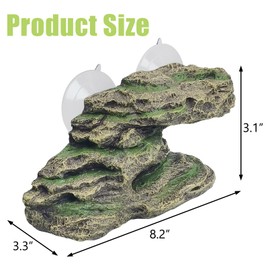 kathson Turtle Basking Platform Floating Turtle Dock Baby Tortoise Climbing Ramp Shale Reptiles Dock Resting Terrace Stone Aquarium Ornament for Frogs Newts (Green Size:8.2”Lx3.3”Wx3.1”H)