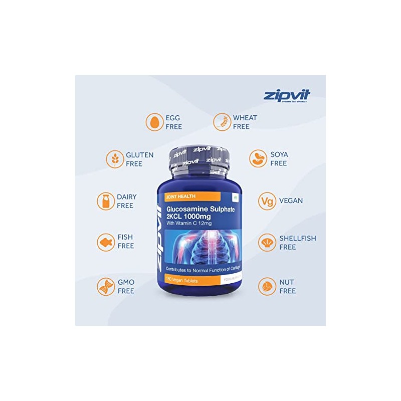 Glucosamine 2kcl 1000mg with Vitamin C, 180 Vegan Glucosamine Sulphate