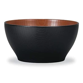 Yamanaka Lacquer Natural Range Keyaki Wood Grain Bowl, Small, Black & Brown M16956-0