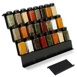 Pack of 16 Spice Rack Drawers, 11.5 x 23 cm, Black Drawer Insert, Kitchen, Spice Organiser Made of PP