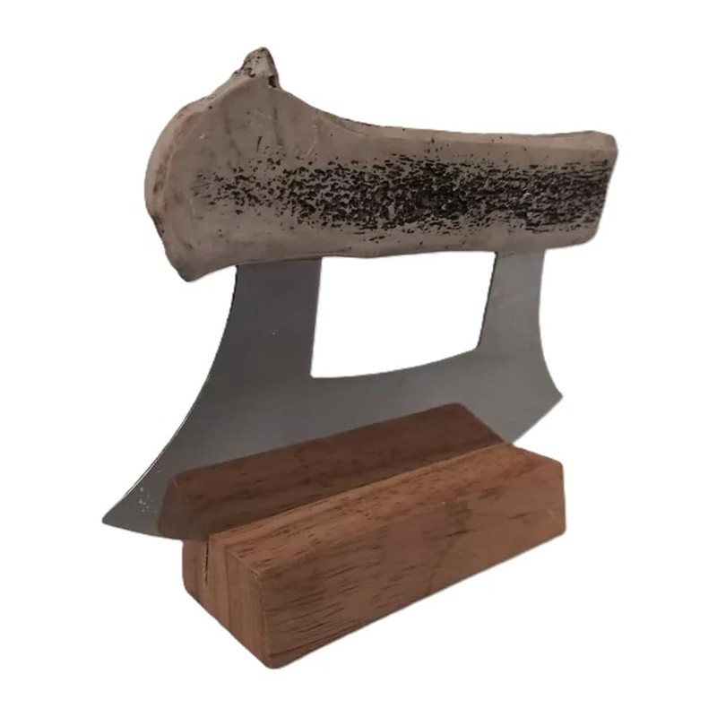Alaskan Cultured Antler Ulu Knife and Stand