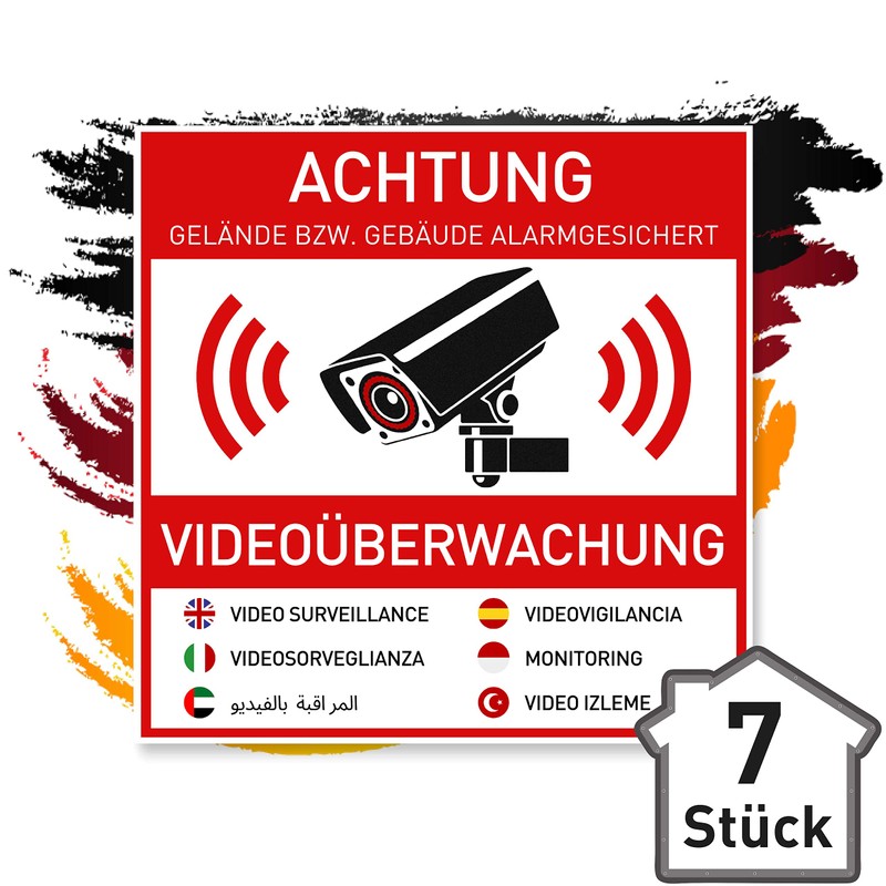 7 x Stickers Video Surveillance (10 x 10 cm) -