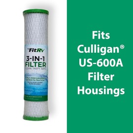 The Fit RV 3-in-1 RV Water Filter Replacement Cartridge | Activated Carbon | 0.2 Micron Filtration | Perfect for RV Use (USM-10-5289-ECO-CUSTOM, 2.3" x 9.7")