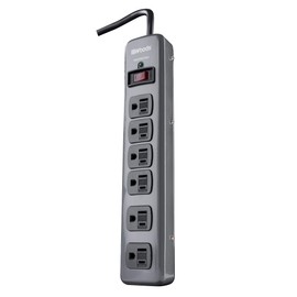 Southwire Woods Metal Surge Protector - 6 Outlets - Lighted Circuit Breaker Switch - 900J Electrical Overload Protection - 3 Foot Cord - Dark Gray