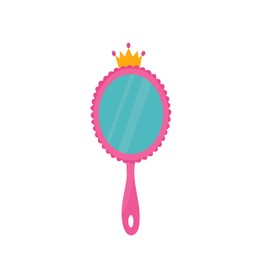 Royal Hand Mirror - Multicolored Kids Girls Bedroom Decoration Fairytale Themed Royal Hand Mirror Design Removable Vinyl Wall Decal - Miniature Princess Crown Home Art Wall Décor Sticker 16" x 40"