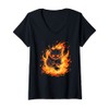 Womens Burning devil Hellcat V-Neck T-Shirt