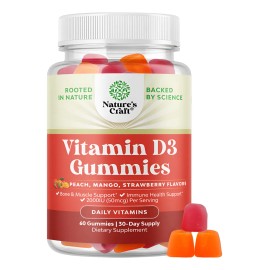 Natures Craft Gomitas Vitamina D3 2000 Ui Apoyo Salud