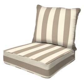 Honeycomb Outdoor Heritage Deep Seat, 24 x 23, Cabana Stripe Tan Chair Cushion with Removable Cover for Patio Furniture