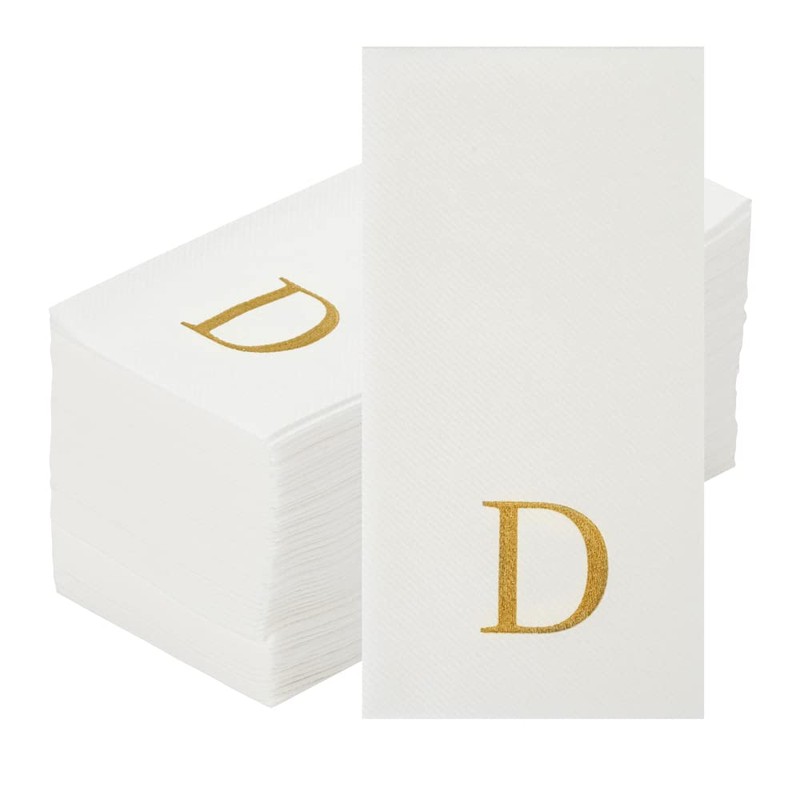 Luxenap Rectangle Gold Letter D White Paper Napkin - Air