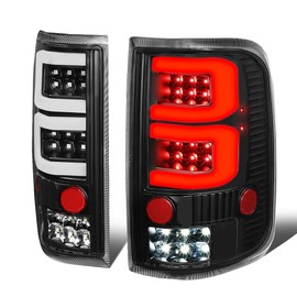 Auto Dynasty Pair of Black Housing Dual 3D LED Tube Bar Tail Lights Brake/Reverse Lamps Compatible with Ford F150 Lobo 04 05 06 07 08