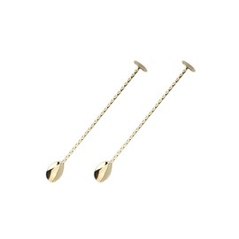2 Pack Cocktail Mixing Spoons, 11 inch Stainless Steel Spiral Long Handle Cocktail Stirrers Spoons for Cocktail Shakers, Tall Cups & Pitchers (Gold)