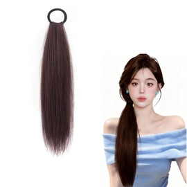BaraRose Ponytail Hair Extensions Ponytail One Piece Strap Natural Fashion Easy to Use Accessory Shows Volume Length About 45cm Multipurpose Dark Brown