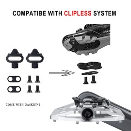 CXWXC Bicycle Pedals with 3 Sealed Bearings, Click Pedals 9/16 Inch Aluminium Alloy Non-Slip Wide Platform Click Pedals for MTB or Road Bike