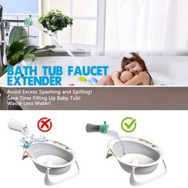 Bath Helper - Bath Tub Faucet Extender - Guides Water Directly from Faucet to Baby Bath Tub Without Excessive Water Waste and Splashing (Green)