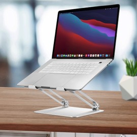 VELIT CARTA Adjustable Laptop Stand, Silver, Compatible with 11 to 15.6 Inch Laptops, Ergonomic Design to Avoid Pain and Eye Strain