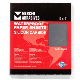 Mercer Industries 220080C - 9 x 11 Silicon Carbide Waterproof Paper Sheets, Grit 80C (50 pack)