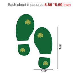 St.particks Day Decorations, Konsait St.Patrick Leprechaun Footprint Floor Decals Removable Shamrock Foot Stickers for Window Walls Saint Patty's Day Party Favors Supplies Decoration(16 Pairs)