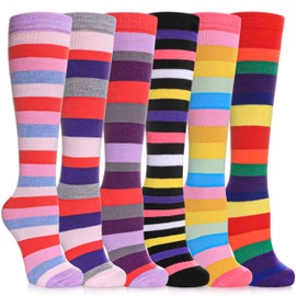SDBING Kids Girls Knee High Socks Crazy Funny Gift Novelty Soft Cute Animal Dress Long Socks 6 Pairs (Colorful)