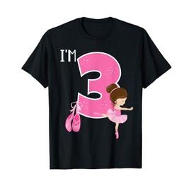 Girl's 3 Year Old Ballerina 3rd Birthday Party Ballet Dancer T-Shirt