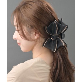 Vingtaine H7903-BLACK Organdy Ribbon Hair Claw for Adults, Women’s