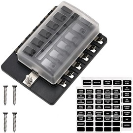 Greluma 1 Piece 12-Way DC 12-24V Blade Fuse Box Holder Fuse Block with LED Display Protective Cover for Car, Car, Boat, Marine, Trike