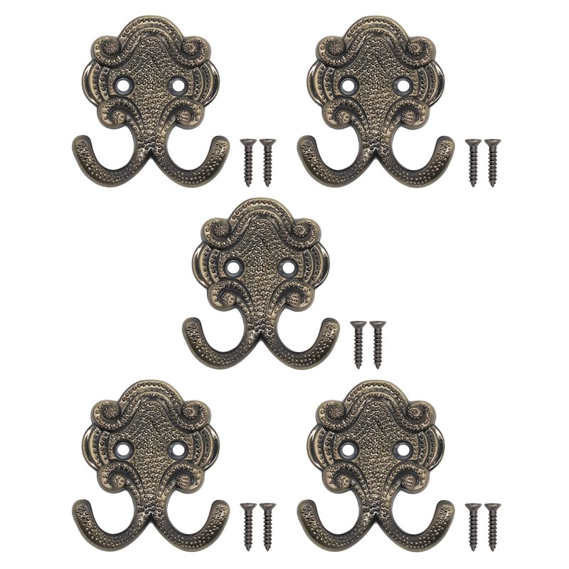 Fuxxer® Classic Coat Hooks, Double Hooks, Hat Hooks, Antique Design,