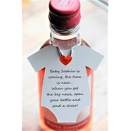 10 tags ~ Tag Only ~ Baby is coming the time is near when you get the big news open your bottle and send a cheer! ~ Baby Shower Gift Tags ~ 2.5"