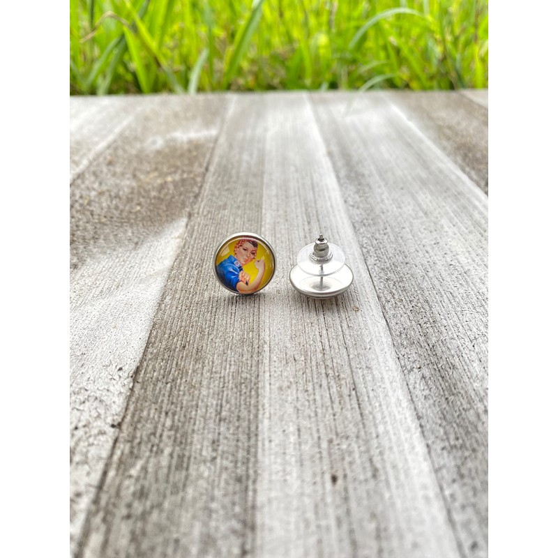 Rosie The Riveter Stud Earrings