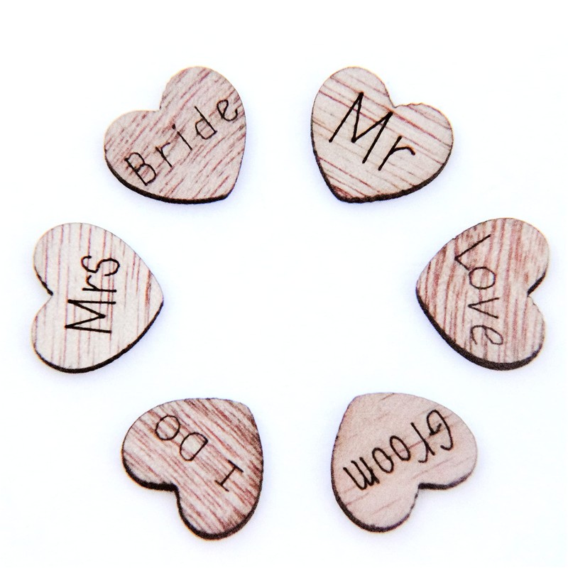Wedding Table Decorations Rustic Small Wooden Love Hearts Wooden Table