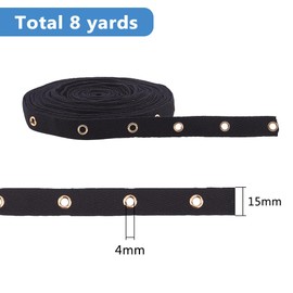 DICOSMETIC 8 Yards Black Eyelet Tape Cotton Curtain Tape Eyelet Ring Band Trim for Sewing 15 mm Wide Eyelet Band for Tassels Dresses Purses Curtains Decor