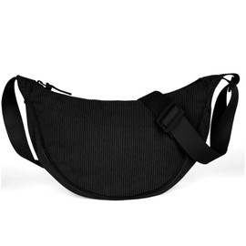 Aucuu Women's Half Moon Crossbody Shoulder Bag, Crossbody Bag, Women's Small Shoulder Bag with Adjustable Shoulder Strap, Hobo Halfmoon Bag, Plain Messenger Bag for Women Travel, #6 Black-B