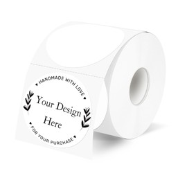 YEGAWEN 2 Inch White Round Thermal Labels Sticker, Waterproof Circle Direct Thermal Labels, Removable Multi-Purpose Self-Adhesive Sticker Label for DIY Logo Design- 300 Sheet/Roll