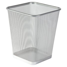 OSCO Silver Wiremesh Waste Bin | Square | Height - 30 cm | Width - 25 cm | Trash Can | Waste Paper Basket | Recycling Container | Office | Home | Bathroom