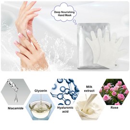 AOGOE 6 Pairs Hand Mask, Hands Moisturising Gloves, Infused Collagen, Serum, Vitamins, Natural Plant Extracts, Moisturising Gloves for Dry Ageing and Cracked Hands, Bleaching