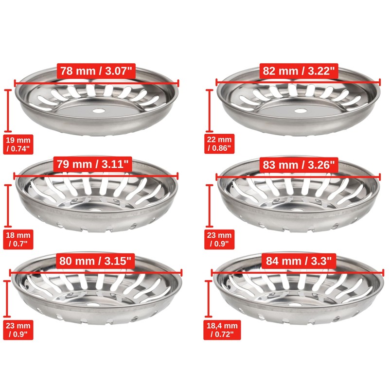 Sink Replacement Strainer Basket, 1 Piece, Diameter 84 mm Strainer