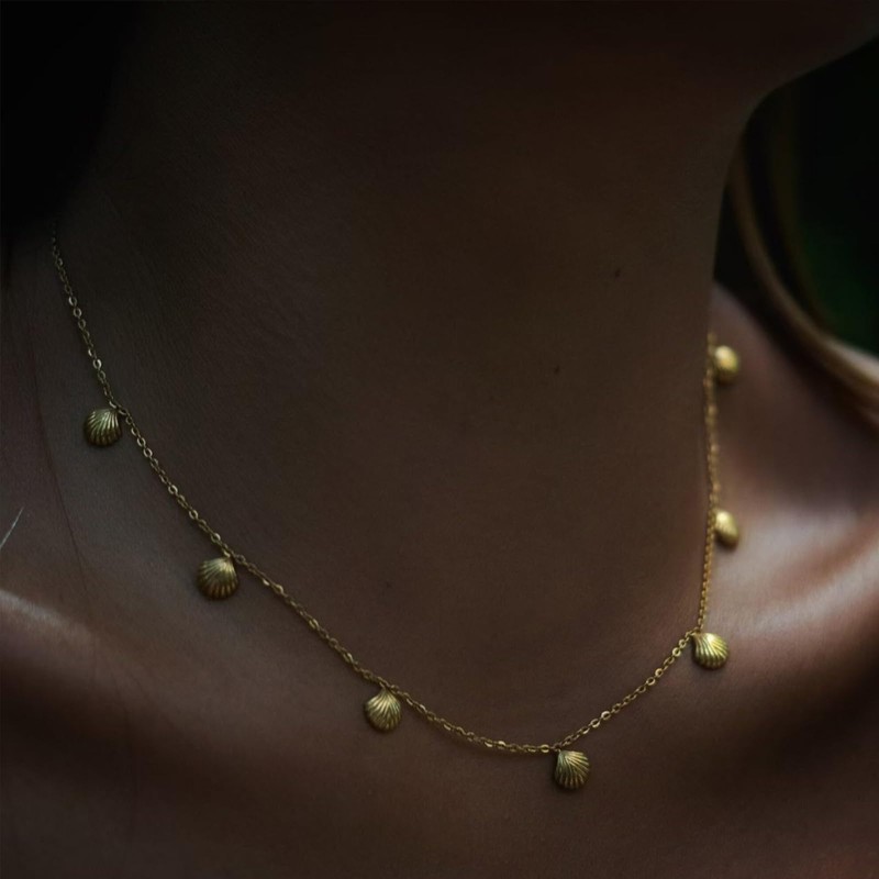 Stocking Stuffers Gifts for Women Gold Starfish Necklace Gold Seashell