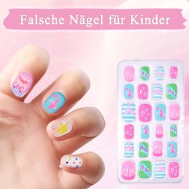 Virellay Pack of 120 Children's Nails - Stick-On Fingernails for Girls with Jelly Glue - 5 Different Designs Artificial Nails Children, Beautiful Gift for Girls (TD153-2, 120 Pieces)