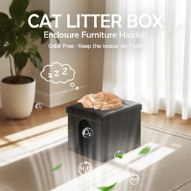 MEEXPAWS Cat Litter Box Enclosure Furniture Hidden for Small Cat, Washroom Bench Cabinet |16 x 12x13 in| Dog Proof | Waterproof Inside | Easy Clean Assembly | Odor Control | Litter Box Not Include