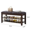 LEILISI Shoe Bench, Storage Rack Organizer with Cushion 2 Tier