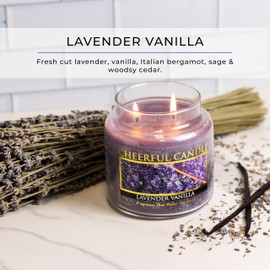 A Cheerful Giver - Lavender Vanilla - 16oz Medium Scented Candle Jar with Lid - Cheerful Candle - 80 Hours of Burn Time, Candles Gifts for Women, Violet