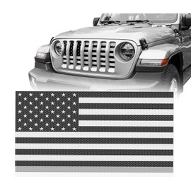 Hooke Road Front Grill Grille Insert US Flag for Jeep Wrangler JL & Jeep Gladiator JT 2018 2019 2020 2021 2022 2023 2024 2025 (Black & White)