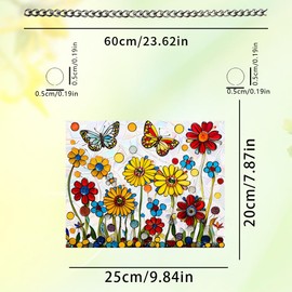 Rectangle Daisy & Butterfly Sun Catcher with Prism Film – Creates Dancing Rainbows on Walls, Gardens, or Windows – Spring-Inspired Outdoor/Indoor Decor, Uplifting Gift for Nature & Home Lovers