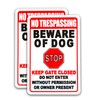 No Trespassing Beware of Dogs Stop Keep Gate Closed Do