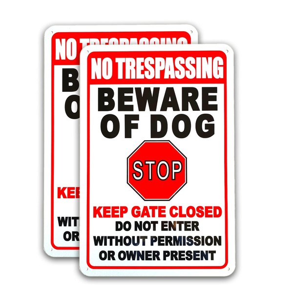 No Trespassing Beware of Dogs Stop Keep Gate Closed Do