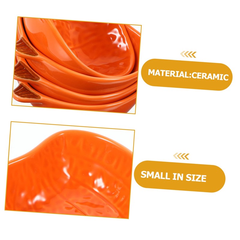 LABRIMP Pumpkin Shape Ceramic Dipping Plates 4pcs Cute Sauce Dishes